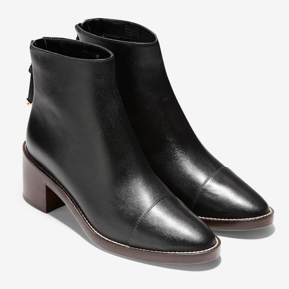 Cole Haan Waterproof Winnie Grand Booties Winter Boots Short Chunky Block Heel 9 - Picture 1 of 13